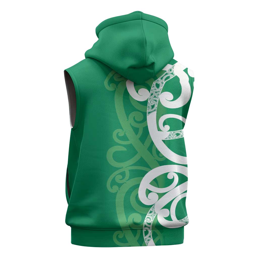 Pounamu Green Maori Sleeveless Hoodie Koru Kowhaiwhai - Aussie Hoodie