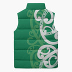 Pounamu Green Maori Sleeveless Puffer Jacket Koru Kowhaiwhai - Aussie Hoodie