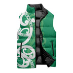 Pounamu Green Maori Sleeveless Puffer Jacket Koru Kowhaiwhai - Aussie Hoodie