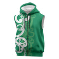 Pounamu Green Maori Sleeveless Zip Hoodie Koru Kowhaiwhai - Aussie Hoodie