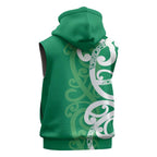 Pounamu Green Maori Sleeveless Zip Hoodie Koru Kowhaiwhai - Aussie Hoodie