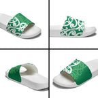 Pounamu Green Maori Slide Sandals Koru Kowhaiwhai - Aussie Hoodie