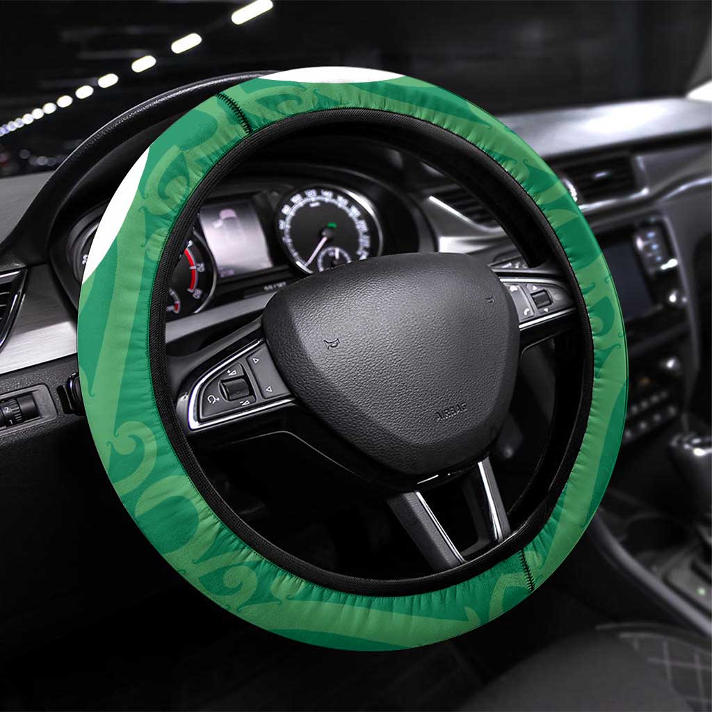 Pounamu Green Maori Steering Wheel Cover Koru Kowhaiwhai - Aussie Hoodie
