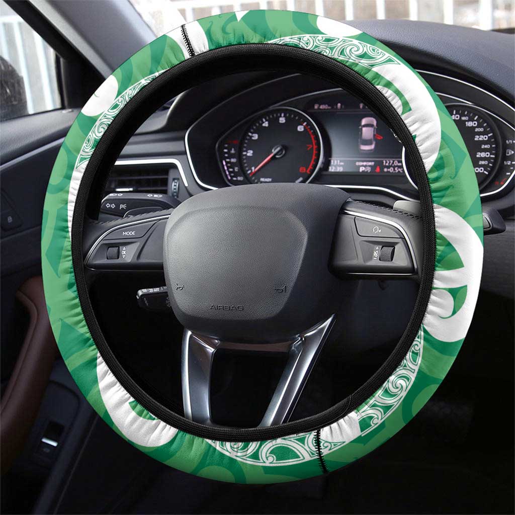Pounamu Green Maori Steering Wheel Cover Koru Kowhaiwhai - Aussie Hoodie