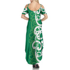 Pounamu Green Maori Summer Maxi Dress Koru Kowhaiwhai - Aussie Hoodie