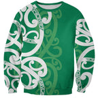 Pounamu Green Maori Sweatshirt Koru Kowhaiwhai - Aussie Hoodie