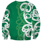 Pounamu Green Maori Sweatshirt Koru Kowhaiwhai - Aussie Hoodie