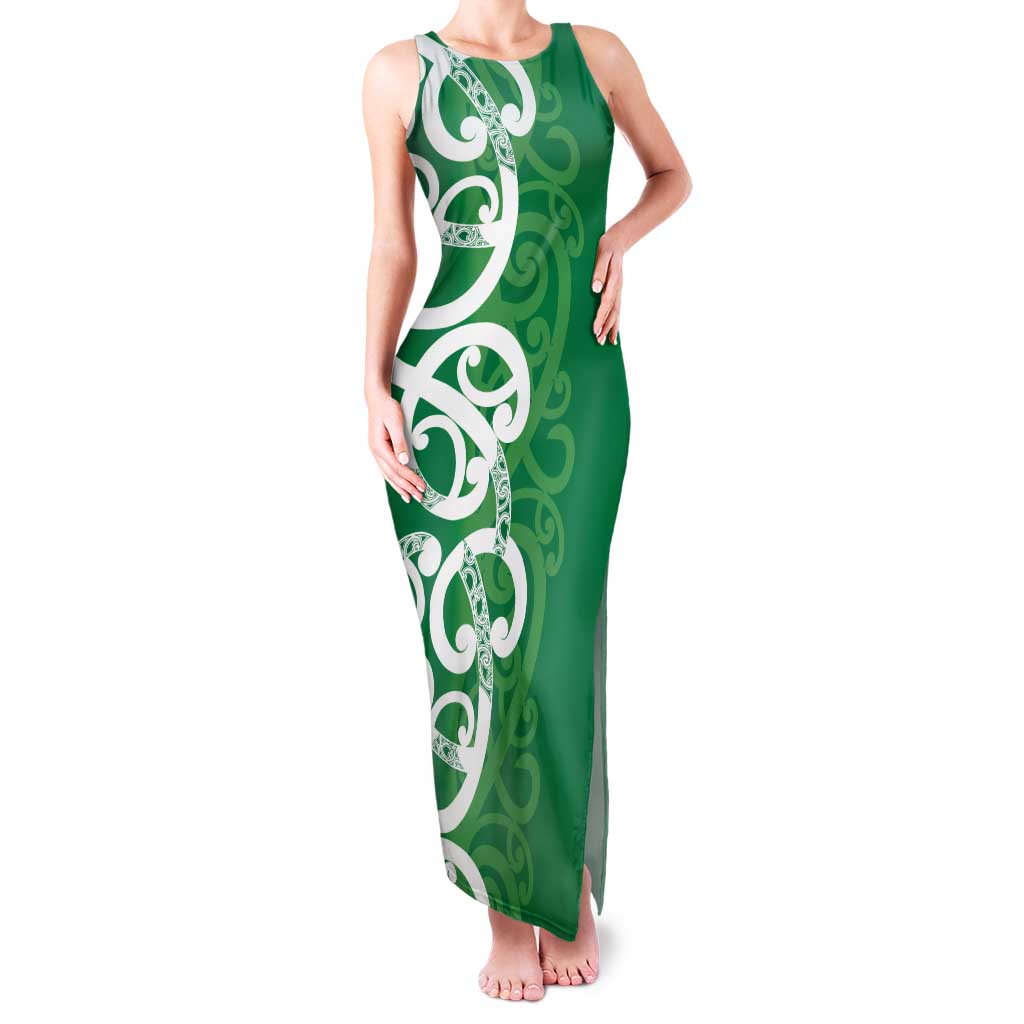 Pounamu Green Maori Tank Maxi Dress Koru Kowhaiwhai - Aussie Hoodie