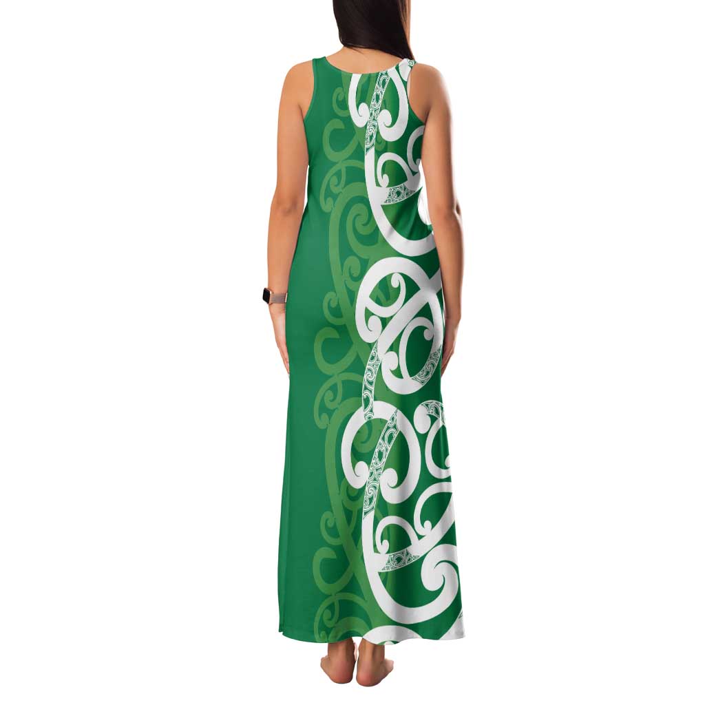 Pounamu Green Maori Tank Maxi Dress Koru Kowhaiwhai - Aussie Hoodie