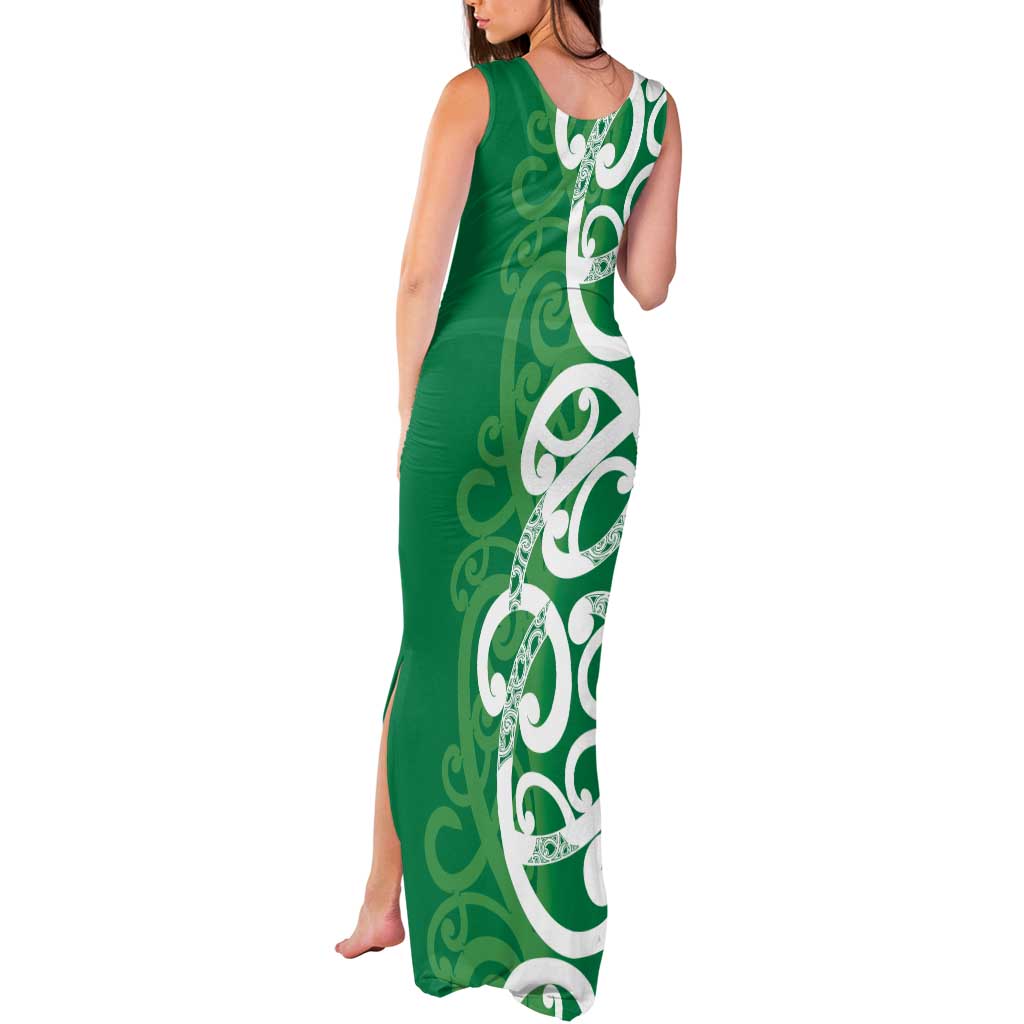Pounamu Green Maori Tank Maxi Dress Koru Kowhaiwhai - Aussie Hoodie