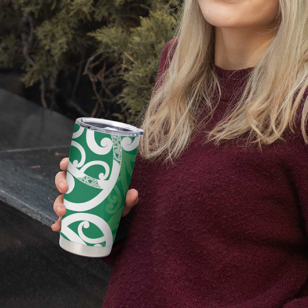 Pounamu Green Maori Tumbler Cup Koru Kowhaiwhai - Aussie Hoodie