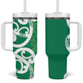 Pounamu Green Maori Tumbler With Handle Koru Kowhaiwhai - Aussie Hoodie