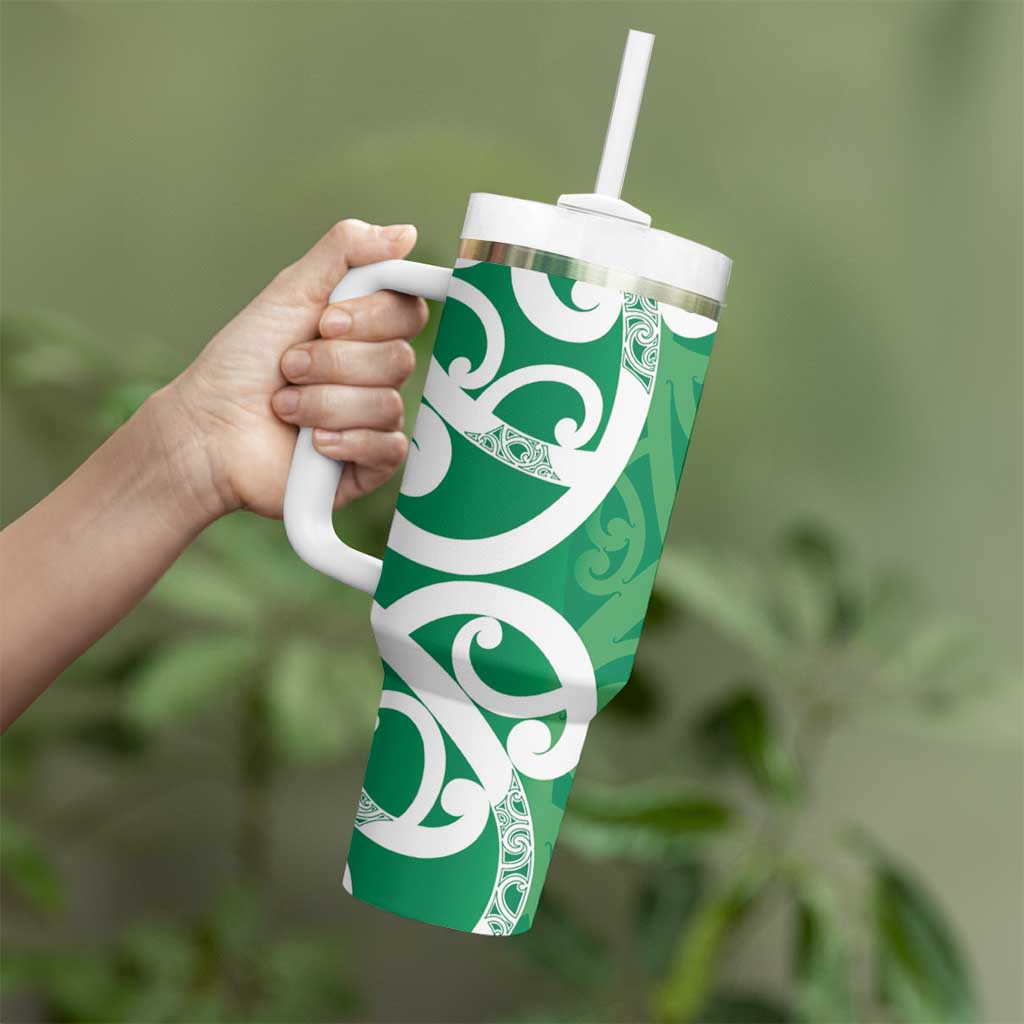 Pounamu Green Maori Tumbler With Handle Koru Kowhaiwhai - Aussie Hoodie