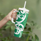 Pounamu Green Maori Tumbler With Handle Koru Kowhaiwhai - Aussie Hoodie