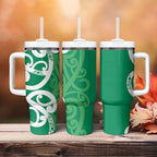 Pounamu Green Maori Tumbler With Handle Koru Kowhaiwhai - Aussie Hoodie