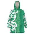 Pounamu Green Maori Wearable Blanket Hoodie Koru Kowhaiwhai - Aussie Hoodie