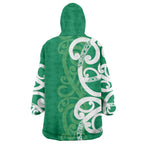 Pounamu Green Maori Wearable Blanket Hoodie Koru Kowhaiwhai - Aussie Hoodie
