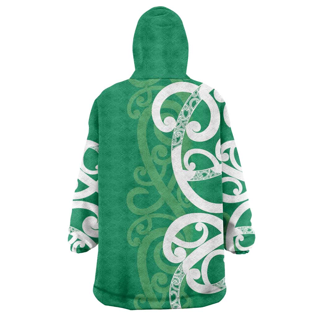 Pounamu Green Maori Wearable Blanket Hoodie Koru Kowhaiwhai - Aussie Hoodie