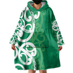 Pounamu Green Maori Wearable Blanket Hoodie Koru Kowhaiwhai - Aussie Hoodie