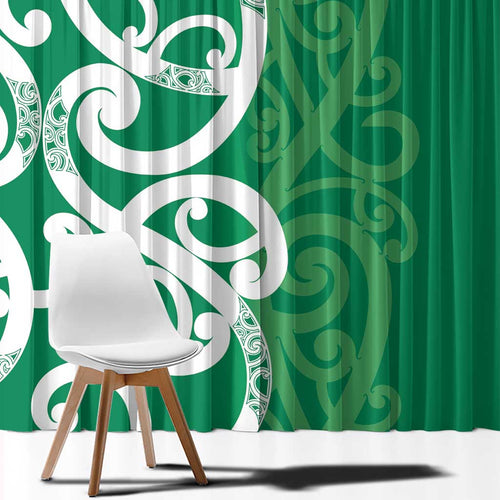 Pounamu Green Maori Window Curtain Koru Kowhaiwhai - Aussie Hoodie