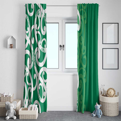 Pounamu Green Maori Window Curtain Koru Kowhaiwhai - Aussie Hoodie