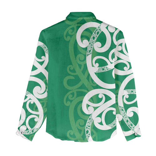 Pounamu Green Maori Women Casual Shirt Koru Kowhaiwhai - Aussie Hoodie