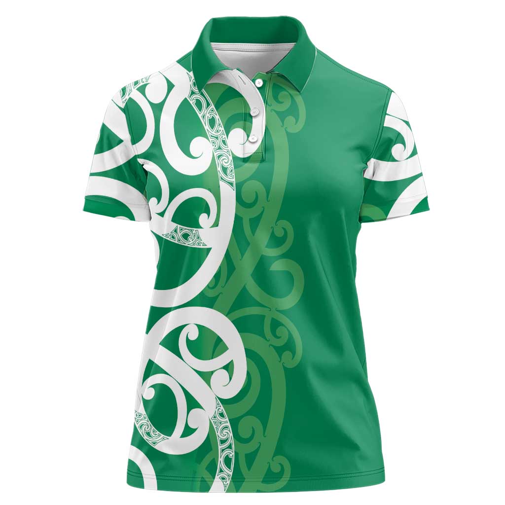 Pounamu Green Maori Women Polo Shirt Koru Kowhaiwhai - Aussie Hoodie