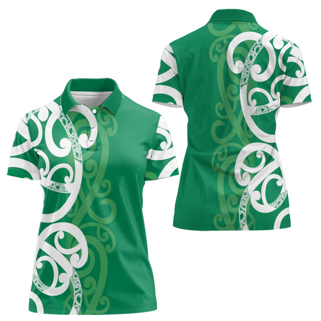 Pounamu Green Maori Women Polo Shirt Koru Kowhaiwhai - Aussie Hoodie