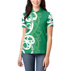 Pounamu Green Maori Women Polo Shirt Koru Kowhaiwhai - Aussie Hoodie
