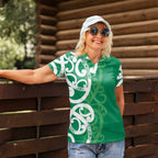Pounamu Green Maori Women Polo Shirt Koru Kowhaiwhai - Aussie Hoodie