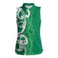 Pounamu Green Maori Women Sleeveless Polo Shirt Koru Kowhaiwhai - Aussie Hoodie