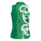 Pounamu Green Maori Women Sleeveless Polo Shirt Koru Kowhaiwhai - Aussie Hoodie