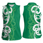 Pounamu Green Maori Women Sleeveless Polo Shirt Koru Kowhaiwhai - Aussie Hoodie