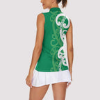 Pounamu Green Maori Women Sleeveless Polo Shirt Koru Kowhaiwhai - Aussie Hoodie