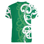 Pounamu Green Maori Women V-Neck T-Shirt Koru Kowhaiwhai - Aussie Hoodie