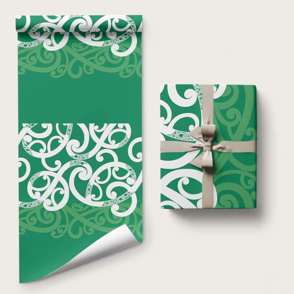 Pounamu Green Maori Wrapping Paper Koru Kowhaiwhai