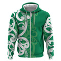 Pounamu Green Maori Zip Hoodie Koru Kowhaiwhai - Aussie Hoodie