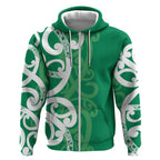 Pounamu Green Maori Zip Hoodie Koru Kowhaiwhai - Aussie Hoodie