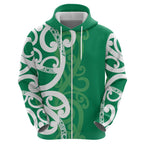 Pounamu Green Maori Zip Hoodie Koru Kowhaiwhai - Aussie Hoodie