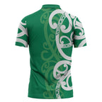 Pounamu Green Maori Zipper Polo Shirt Koru Kowhaiwhai - Aussie Hoodie
