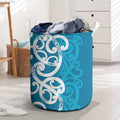 Azure Blue Maori Laundry Basket Koru Kowhaiwhai - Aussie Hoodie