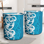 Azure Blue Maori Laundry Basket Koru Kowhaiwhai - Aussie Hoodie