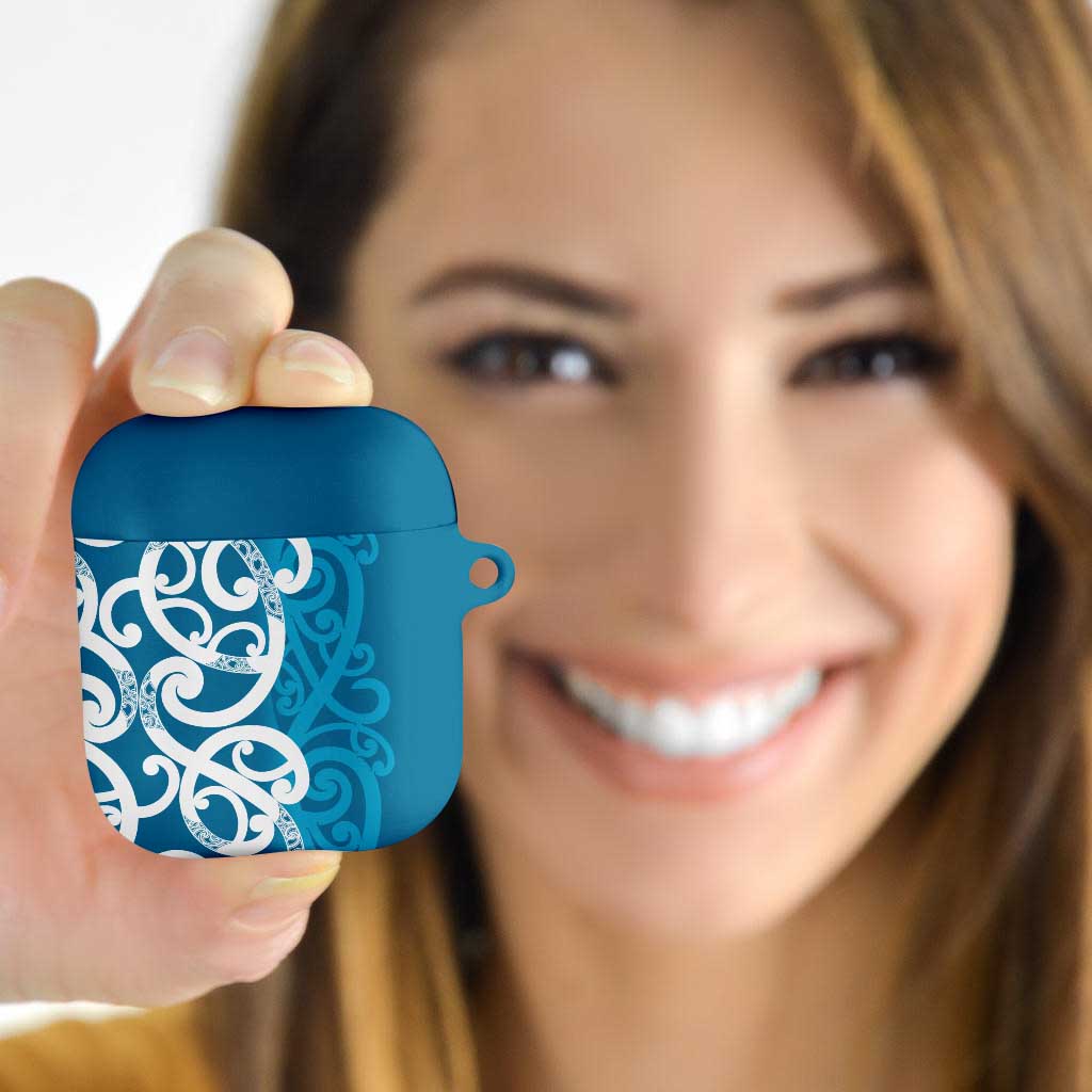 Azure Blue Maori AirPods Case Koru Kowhaiwhai - Aussie Hoodie