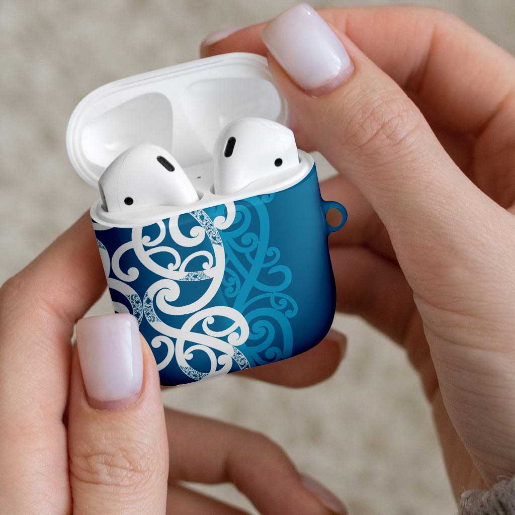 Azure Blue Maori AirPods Case Koru Kowhaiwhai - Aussie Hoodie