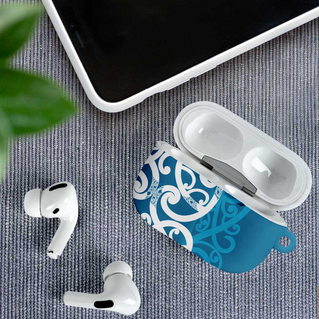 Azure Blue Maori AirPods Case Koru Kowhaiwhai - Aussie Hoodie