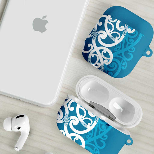 Azure Blue Maori AirPods Case Koru Kowhaiwhai - Aussie Hoodie