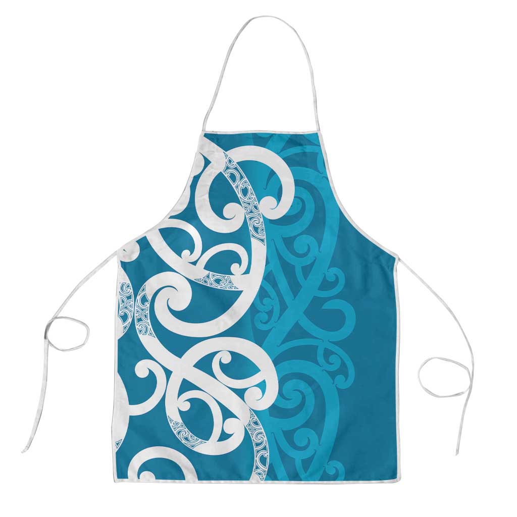 Azure Blue Maori Apron Koru Kowhaiwhai - Aussie Hoodie
