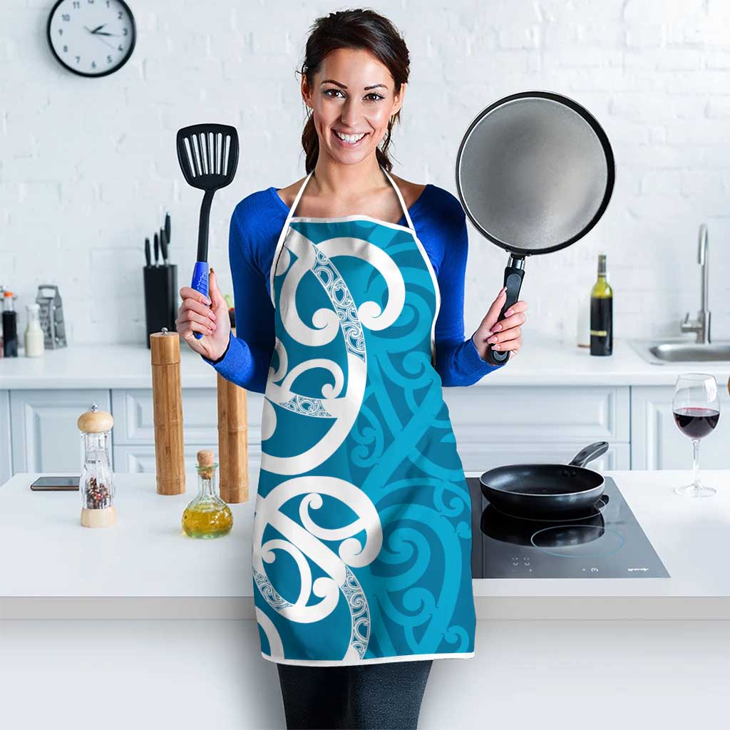 Azure Blue Maori Apron Koru Kowhaiwhai - Aussie Hoodie