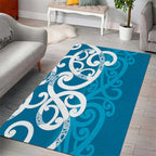 Azure Blue Maori Area Rug Koru Kowhaiwhai - Aussie Hoodie