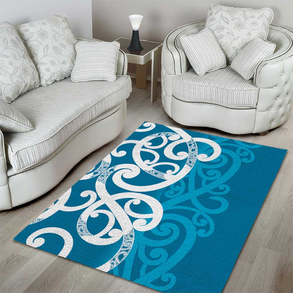 Azure Blue Maori Area Rug Koru Kowhaiwhai - Aussie Hoodie